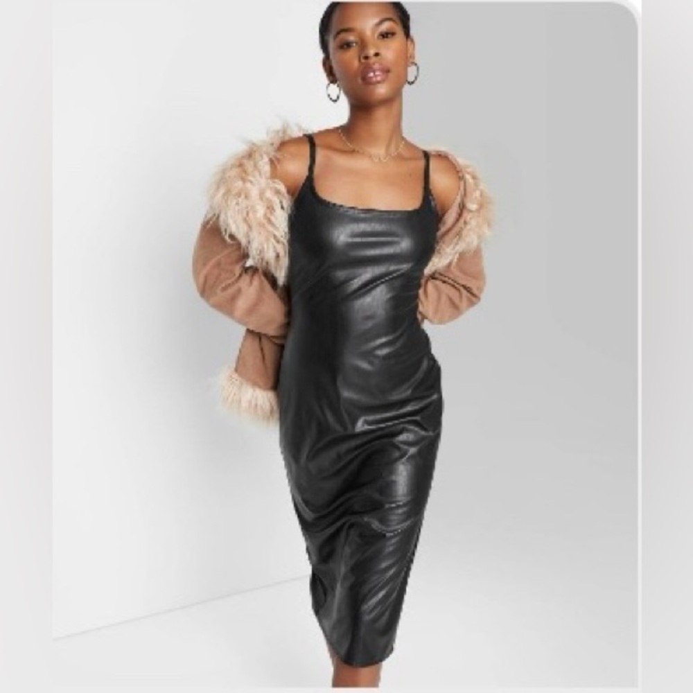 NWT Women's Faux Leather Slip Dress - Wild Fable Size Medium